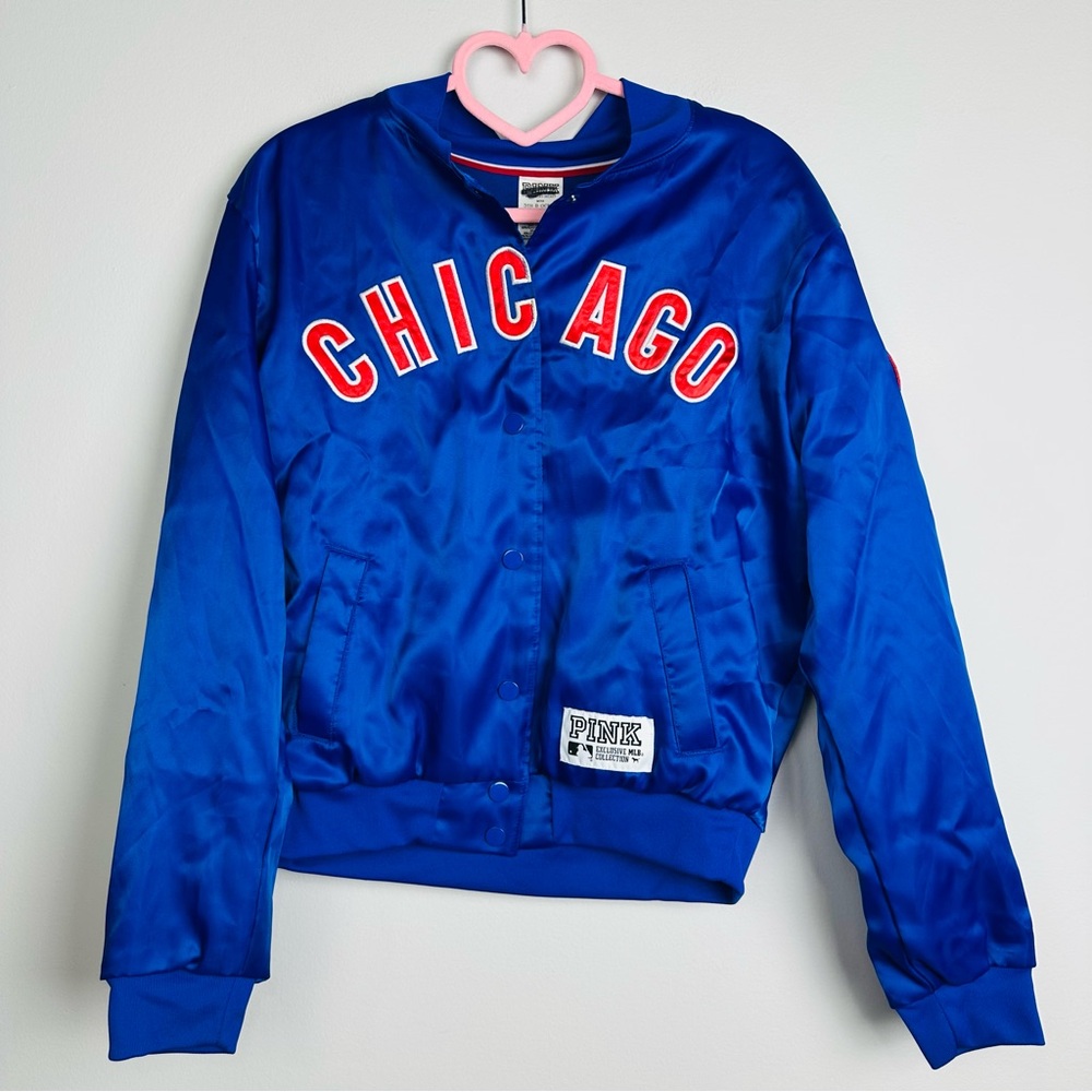PINK Victoria's Secret Blue & Red Chicago Cubs MLB Varsity Jacket Size XS